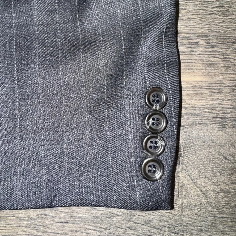 Vtg RALPH LAUREN Men's Blazer Sport Coat Striped Gray Cashmere Wool‎ Jacket 44L